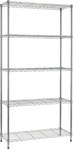 Vista 9 de Estantes de metal cromados de 5 niveles, 36 pulgadas de largo x 14 pulgadas de ancho x 72 pulgadas de alto, unidad de estantería de alambre