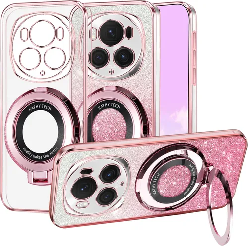 Vista 9 de For Honor Magic 6 Pro - Funda transparente con purpurina magnética [compatible con MagSafe] bonita funda brillante para Honor Magic 6 Pro con anillo