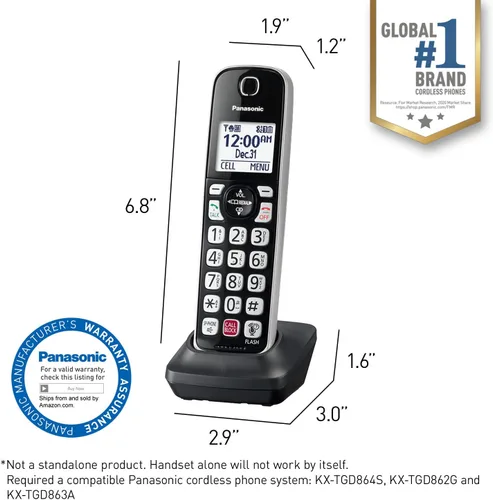 Vista 2 de Panasonic - Accesorio de teléfono inalámbrico compatible con sistemas telefónicos inalámbricos de la serie KX-TGD86x - KX-TGDA86S