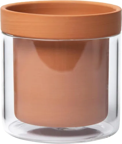 Vista 7 de Phoenix Vine Maceta de riego automático de 4 pulgadas, maceta de arcilla de terracota con depósito de vidrio para plantas de interior, hierbas