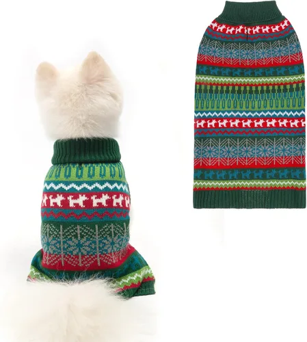Vista 21 de Suéter Mihachi para perro - Ropa de abrigo de invierno con tiras coloridas para clima frío