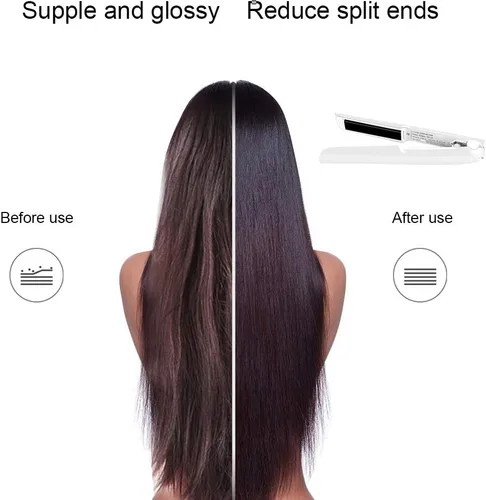 Vista 3 de Alisador y rizador de cabello 2 en 1 con panel aplanador de cerámica 3D que hace que el cabello sea suave, control digital inalámbrico recargable