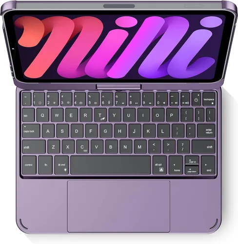 Vista 10 de edaiser Funda de teclado giratoria para Apple iPad mini 6ª 7ª generación a17 Pro, teclado Bluetooth compacto con trackpad retroiluminado RGB