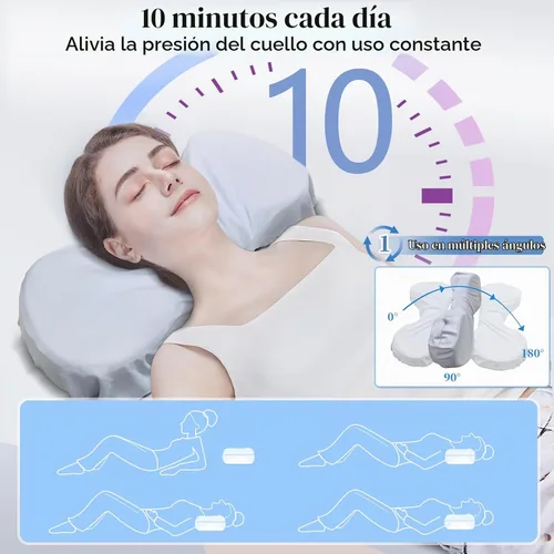 Vista 3 de Almohadas cervicales para el cuello para aliviar la tensión muscular, almohada cervical para dormir de lado, acampar y viajar, almohada de espuma