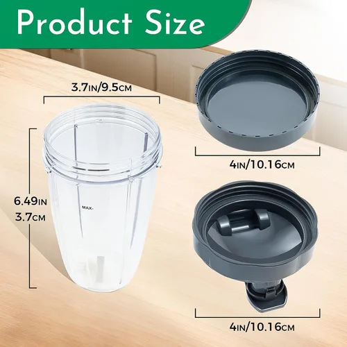 Vista 10 de Vasos de licuadora de repuesto para licuadora Nutribullet de 18 onzas con tapa, compatible con Nutribullet 600 W 900 W licuadora exprimidor