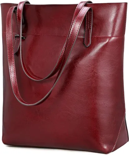Vista 8 de Kattee Cartera bandolera de cuero auténtico vintage para mujer con asas ajustables