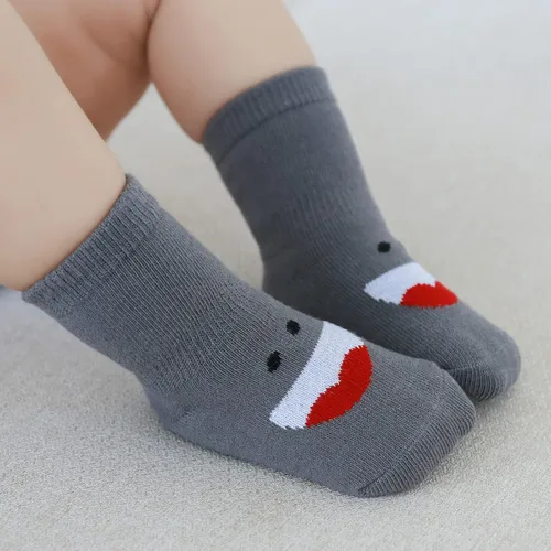 Vista 7 de BOOPH Calcetines antideslizantes para niños pequeños, 5 pares