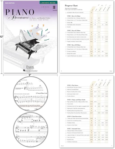 Vista 2 de Piano Adventures Level 3B Juego de aprendizaje por Nancy Faber - Lección, teoría, rendimiento, técnica y arte y teclas de piano de música Julieta