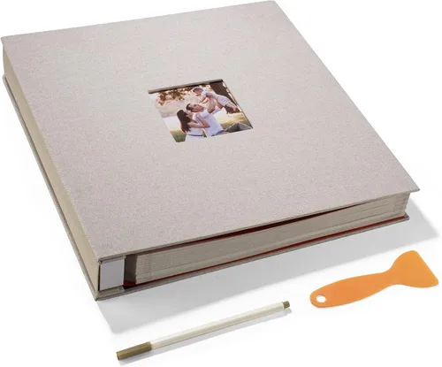 Vista 38 de HoneyTolly Álbum de fotos autoadhesivo para fotos de 4 x 6 imágenes, cubierta magnética de lino, 15 hojas/30 páginas en blanco para bodas Beige claro