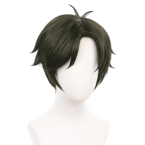 Vista 2 de SPY × Peluca de cosplay de anime familiar Damian verde oscuro, pelucas cortas para niños, peluca sintética para juegos de rol, peluca de disfraces