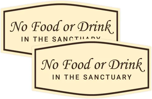 Vista 33 de Fancy No Food Or Drink In The Sanctuary Letrero (Negro) - Pequeño (paquete de 1)