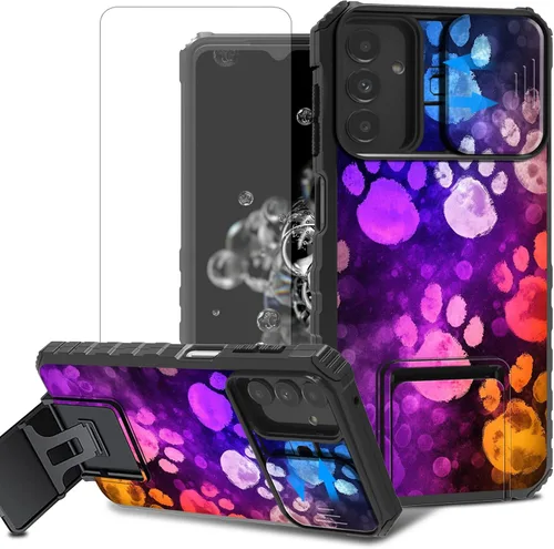 Vista 67 de Funda para teléfono Samsung Galaxy A15 5G con protector de pantalla con cubierta deslizante para cámara y soporte de doble capa híbrida resistente a