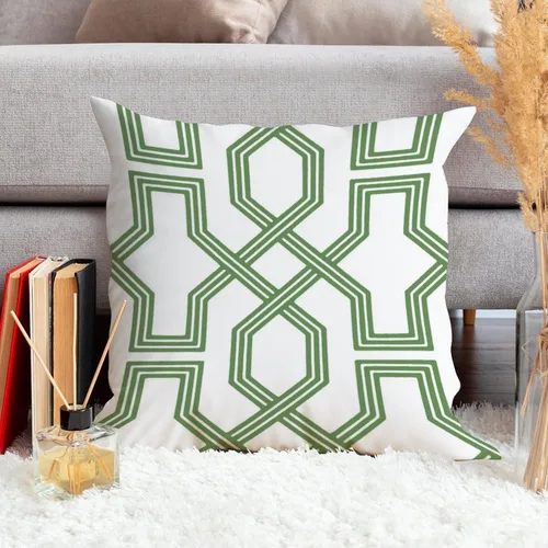 Vista 3 de Cojín de cojín verde salvia con rayas geométricas estilo granja enrejado imperial geométrico verde para sofá, funda de cojín de doble cara, 24 x 24