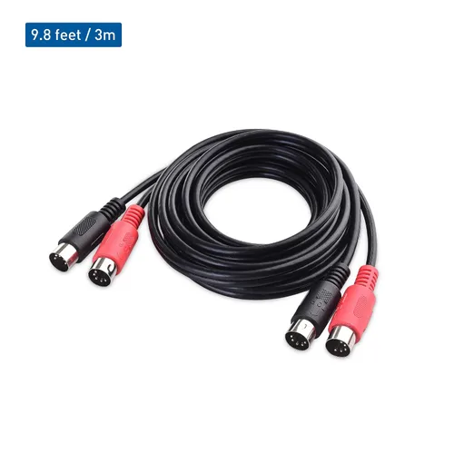Vista 2 de Cable Matters Cable MIDI DIN dual de 5 pines, cable MIDI combinado, 9.8ft