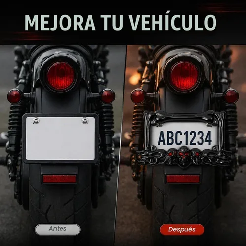 Vista 6 de Marco de matrícula de motocicleta, marco de placa de motocicleta resistente, aleación de zinc cromado, se adapta a placas estándar de 7 x 4