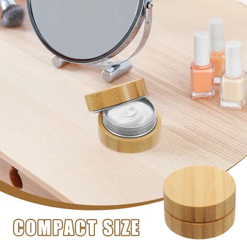 Vista 9 de Aluminum Tin with Bamboo Lid for Travel Cosmetic Samples