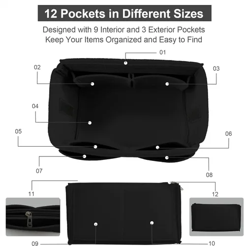 Vista 3 de OMYSTYLE - Organizador de bolsa, organizador de bolsas de fieltro para bolsa y bolso, organizador de bolsa de mano con 5 tamaños