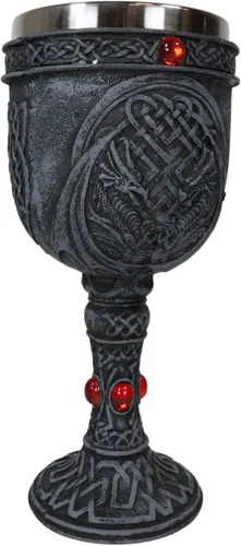 Vista 5 de Ebros Ancient Celtic Knotwork Double Dragons Protecting Blood Vial Copa de vino Copa de cáliz de 6 onzas Gótico Calabozos y Dragones Elixir medieval