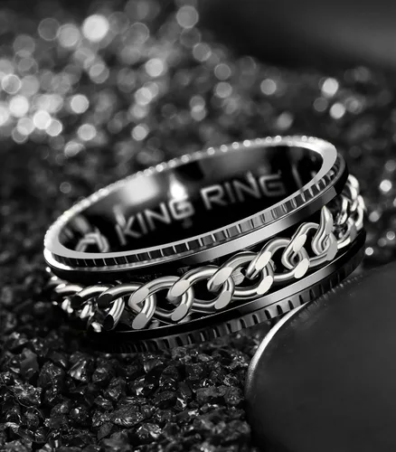 Vista 3 de King Ring 8mm Super Spinner Stainless Steel Fidget Rings – Designed in USA Negro