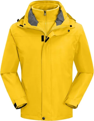 Vista 7 de Chaqueta de esquí 3 en 1 para hombre, impermeable, abrigo de nieve de invierno, resistente al viento, con capucha con forro polar cálido