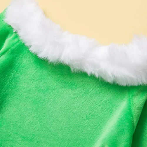 Vista 4 de Traje de fiesta de Navidad para bebés y niñas conjunto de 2 unidades sin espalda línea A vestido de niña