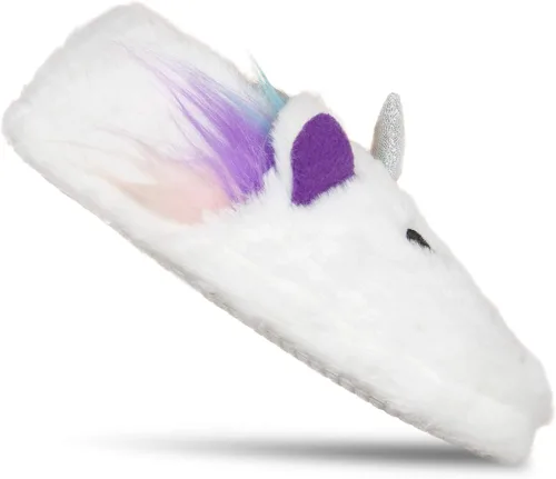 Vista 5 de Jessica Simpson Pantuflas unisex de felpa lindas y acogedoras con espuma viscoelástica para niños