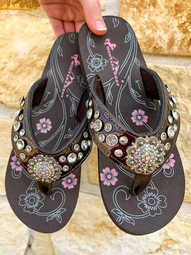 Vista 4 de Montana West - Sandalias brillantes para mujer, diseño floral