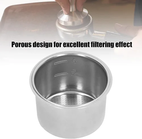 Vista 3 de Cesta de filtro poroso, recipiente de filtro de café en polvo de acero inoxidable para 4 tazas, colador de doble pared extraíble para mango de 2.008