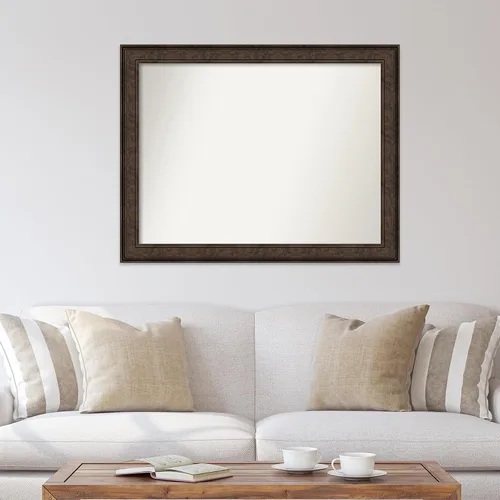 Vista 325 de Amanti Art Espejo de pared personalizado no biselado (25 x 25 pulgadas), marco de bronce acentuado, varios tamaños personalizados, espejo de baño