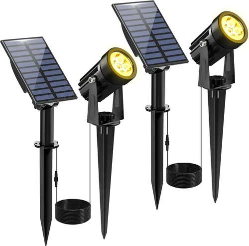 Vista 16 de Luces solares para exterior, focos de paisaje IP65 impermeables con cable de 3m, luces de pared para exterior con encendido y apagado automático