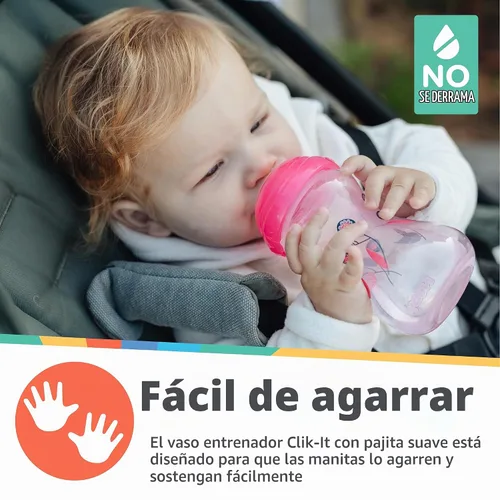 Vista 4 de Nuby Paquete de 3 caño suave "Pinpoint" sin derrames Clik-It, niño, 10 onzas