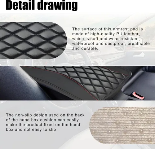 Vista 3 de Almohadilla de cojín para consola central de automóvil, accesorios de protección interior, de cuero universal, impermeable y antiarañazos, funda