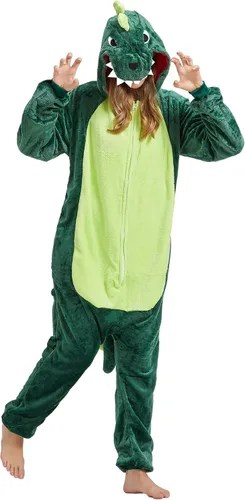 Vista 5 de QUCH Disfraz de una sola pieza para adultos, disfraz unisex de animales para adultos, disfraz de Halloween, enterizo para adultos, pijama