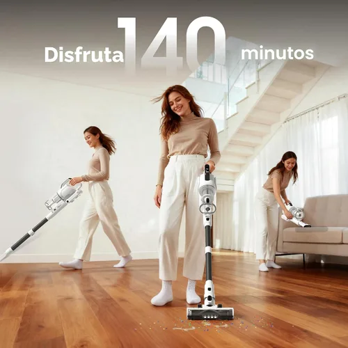 Vista 9 de Klarpul Aspiradora inalámbrica, 2 baterías, 140 minutos de tiempo de funcionamiento, 600 W, 50 Kpa, aspiradora inalámbrica, aspiradora de pie