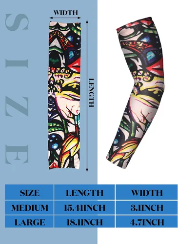 Vista 3 de Boao 20 piezas de mangas de brazo de enfriamiento para hombre, manga larga sin dedos, antideslizante, protección UV, mangas temporales para tatuajes