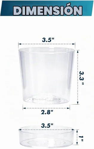 Vista 3 de Maceta Phoenix Vine de 3.5 pulgadas de acrílico transparente con bandeja, maceta para orquídeas con agujeros de drenaje, platillo profundo