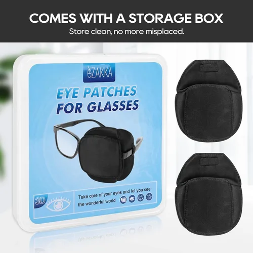 Vista 6 de eZAKKA Parches para ojos para adultos y niños, para ojo izquierdo y derecho, 2 piezas de parches médicos para anteojos de seda para ojos perezosos