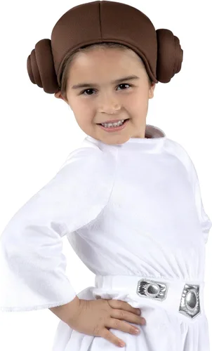 Vista 3 de Star Wars - Disfraz de princesa Leia para niñas, vestido de tela y cinturón con tocado de tela
