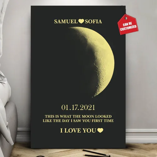 Vista 7 de TM TEEMAN Imagen personalizada de fase lunar – Arte personalizado de fase lunar This is What The Moon Looked like – Regalos personalizados de fase