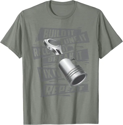 Vista 35 de Build It Tune It Race It Break It - Camiseta para entusiastas de los coches de carreras, talla S Negro