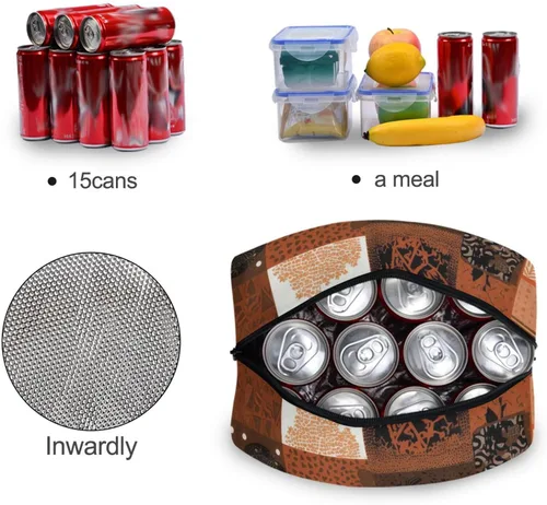 Vista 3 de Bolsa de almuerzo reutilizable para mujer africana con bolsillo frontal con cierre de cremallera aislada, bolsa térmica para el trabajo, picnic