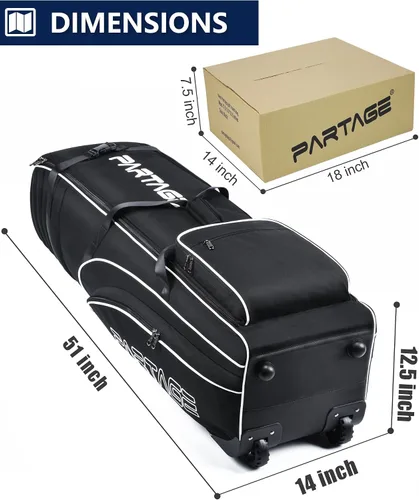 Vista 6 de Partage Bolsa de viaje de golf con ruedas, estuche de viaje de golf para aerolíneas, Oxford resistente 900D - Negro