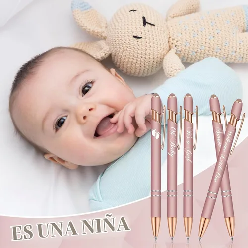Vista 4 de Jspupifip 50 bolígrafos para baby shower con punta de lápiz capacitivo Oro rosa