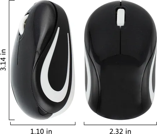 Vista 7 de Mini mouse inalámbrico para computadora, tamaño pequeño, portátil, compacto de viaje, USB óptico de 3 botones, 1000 DPI, mouse inalámbrico para Negro