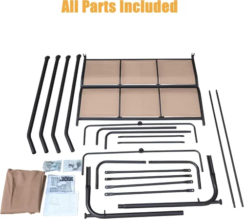 Vista 8 de Clihome Juego de columpios de lujo para porche al aire libre, columpios para 3 personas para columpios exteriores al aire libre para adultos, toldo