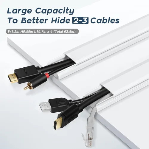 Vista 4 de Funda para cable de 62.8" para pared, cubierta de cable beige para pared, kit de cubierta de cable pintabla para pared, ocultadores de cable