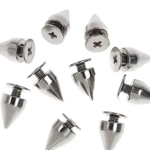 Vista 7 de RUBYCA 50 juegos de 0.354 in color negro bronce bala cono espiga de metal tornillo trasero DIY cuero-artesanía