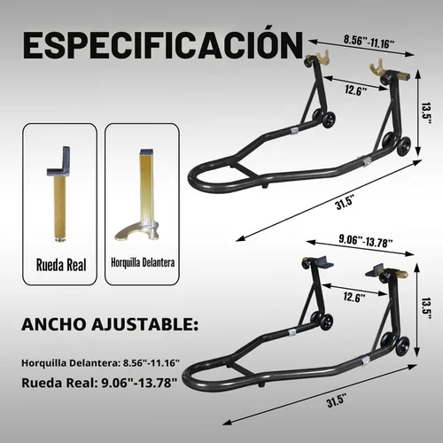 Vista 2 de Jack Boss Caballete de motocicleta, soporte de rueda trasera combo, capacidad de 500 libras, soporte de basculante para paddock para moto deportiva