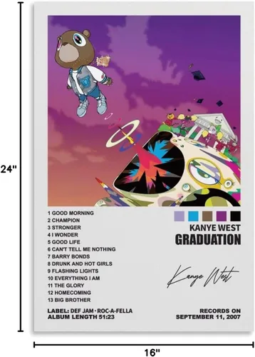 Vista 8 de TAICI Kanye West - Póster de graduación para habitación, lienzo estético, decoración de pared, 16 x 24 pulgadas (15.7 x 23.6 in)