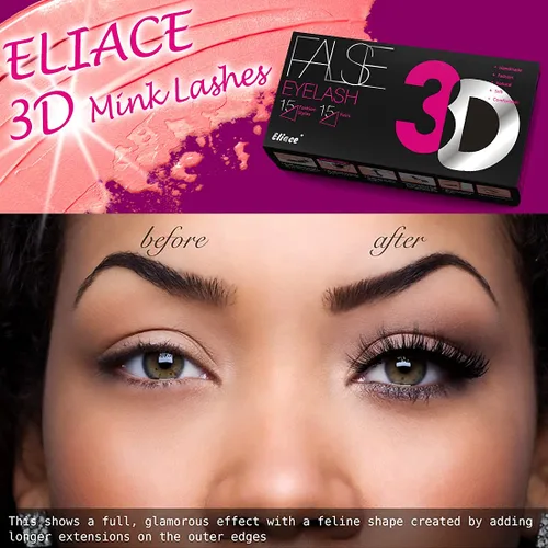 Vista 3 de Eliace Pestañas de visón 3D de aspecto natural, 15 estilos mixtos, 15 pares de pestañas postizas, paquete a granel, hechas a granel, hechas a mano